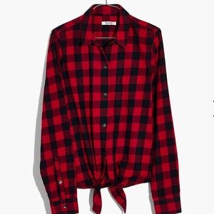 Madewell Flannel Tie-Front Shirt